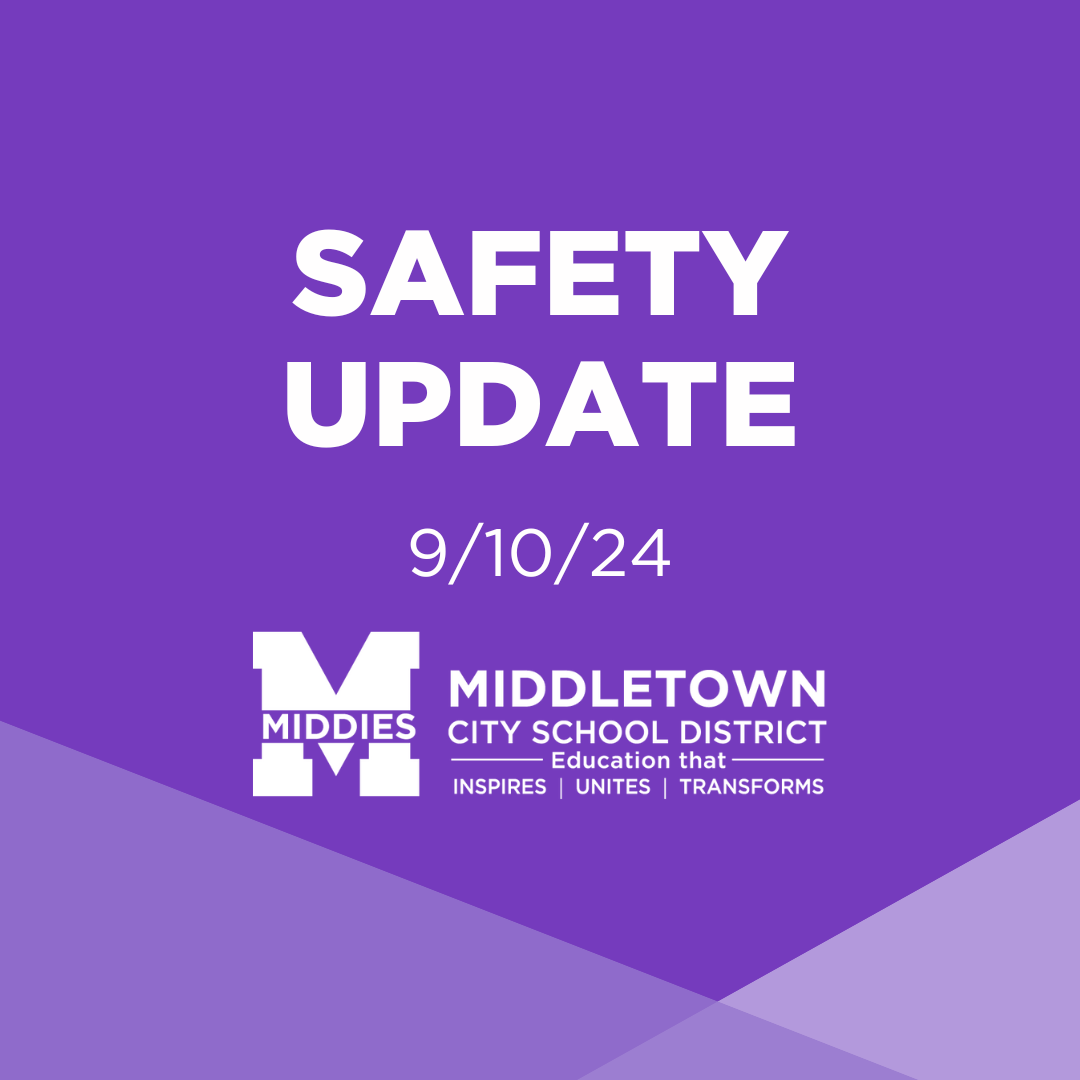 Graphic reads "safety update 9/10/24" with an MCSD logo